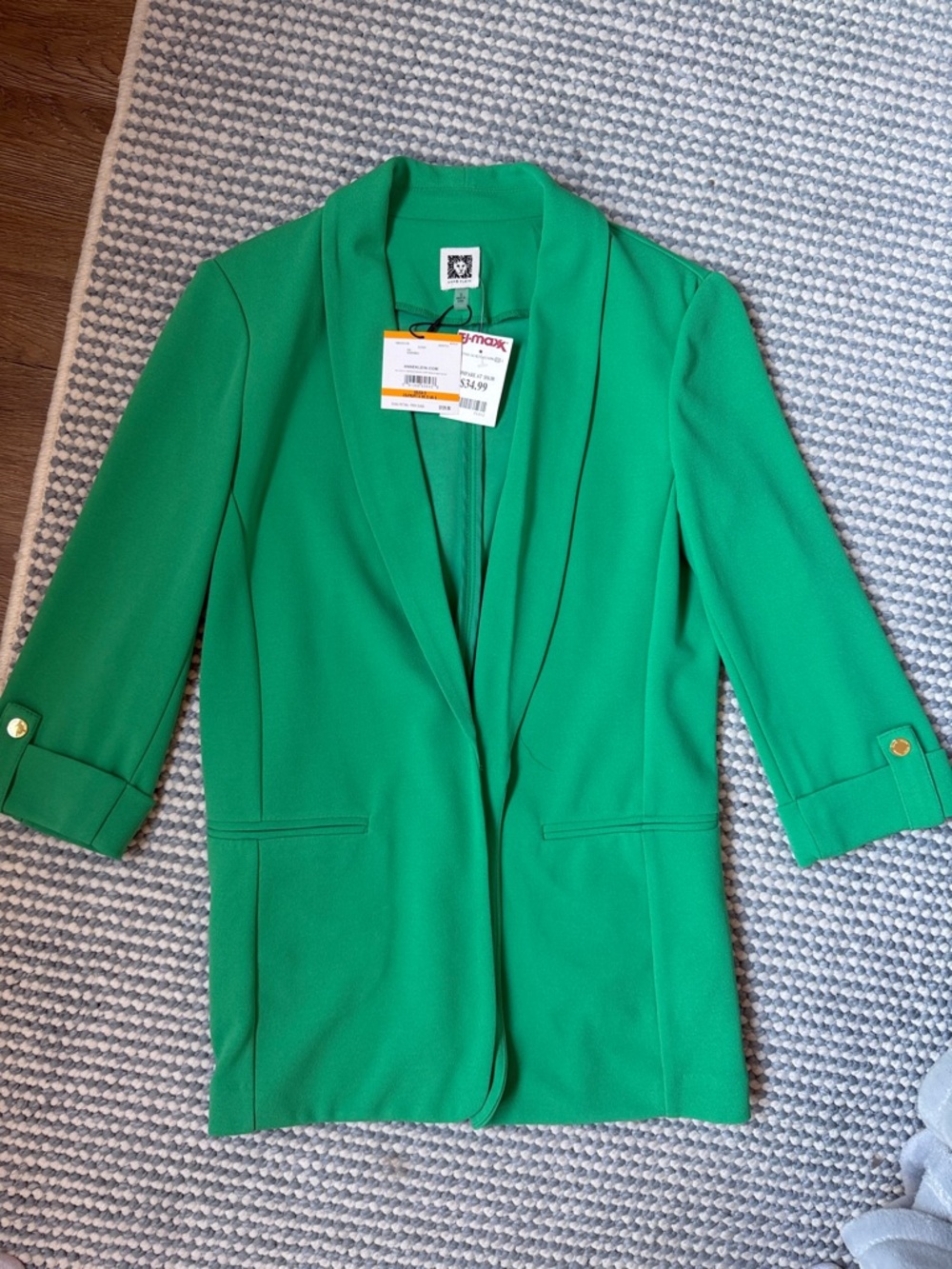 Anne Klein Green Women’s Open-Front Blazer Jacket